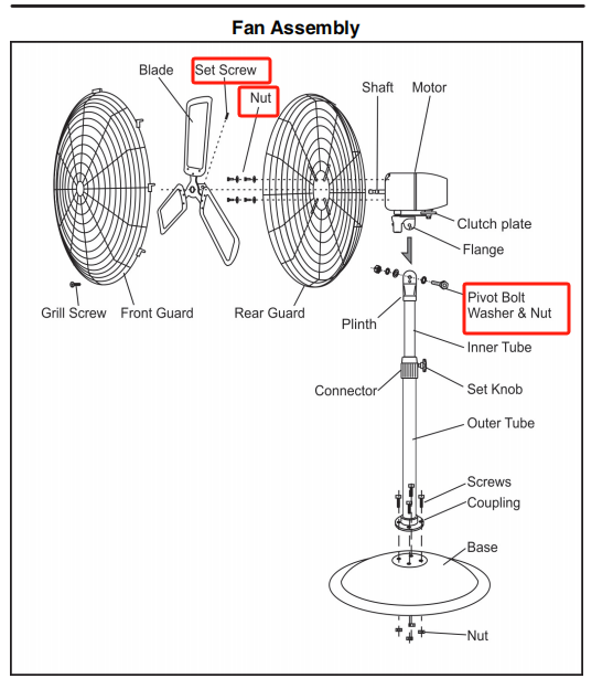 Parts of HI-FAN-24POF-WR-1P